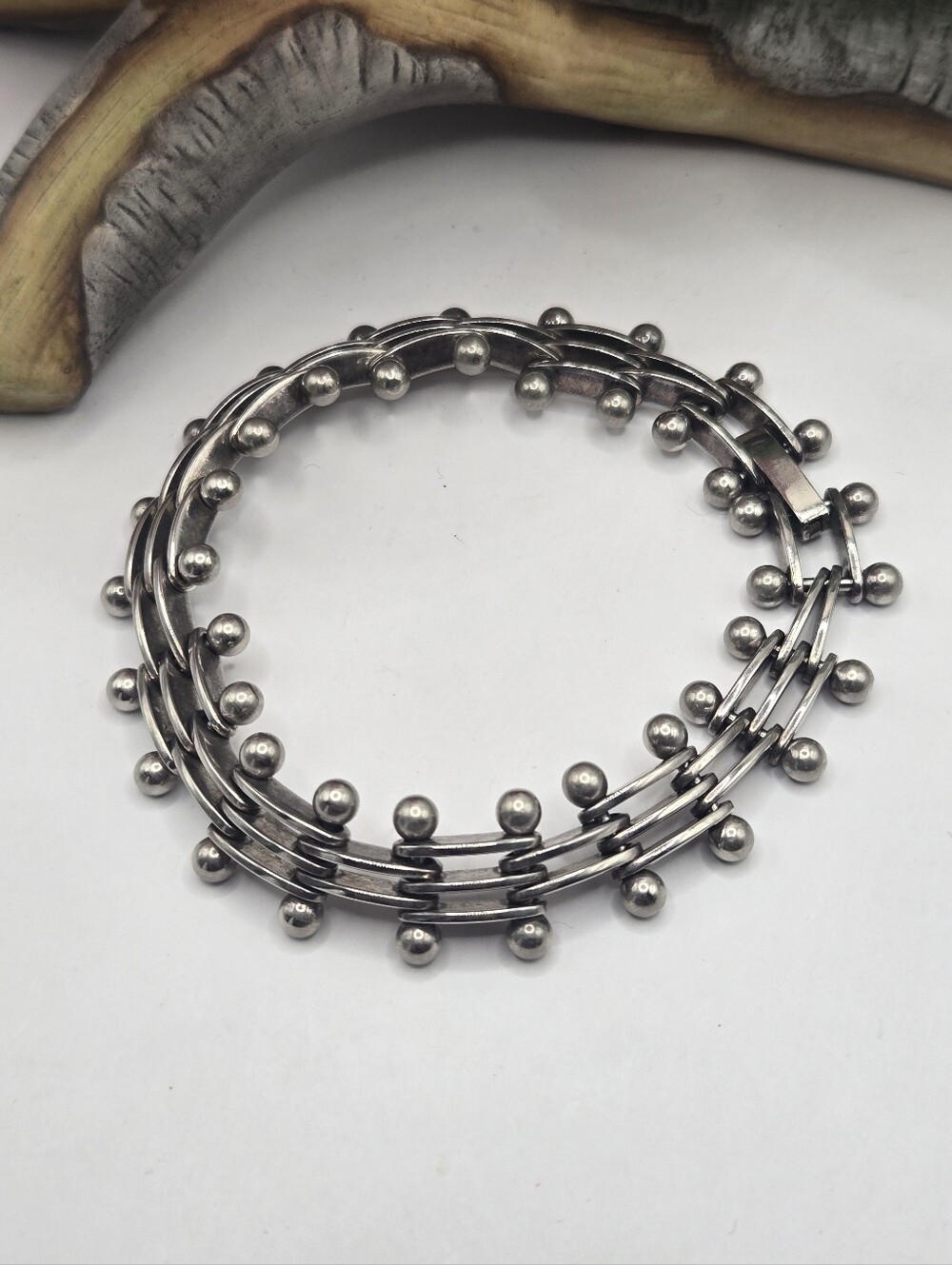 Vintage Sterling Silver Bead Layered Bracelet